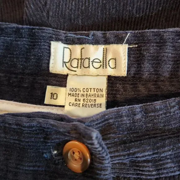 Vintage 80s Navy Blue Corduroy High Rise Pleated Trousers Straight Leg Pants M - Picture 5 of 9